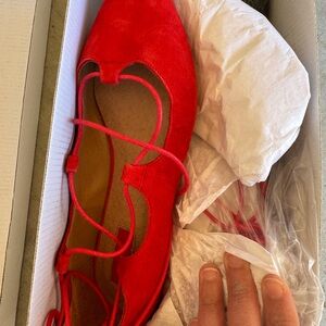 Topshop Red Women's Lace-Up Flats